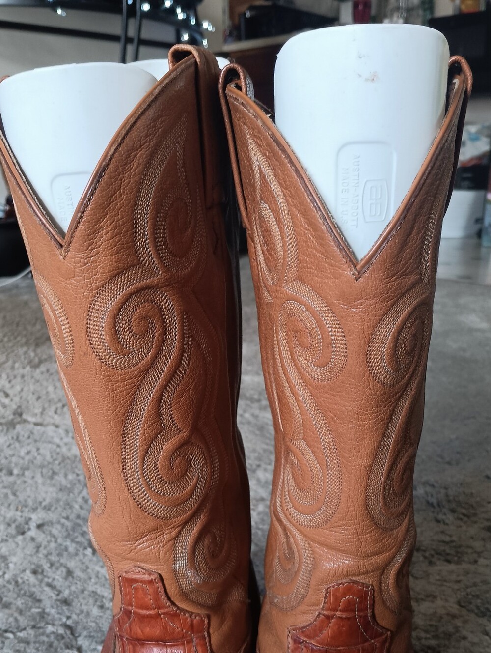 🤎 Tony Lama Cognac Caiman Belly Boots Mens 9.5 Brown Tan Western Cowboy Leather - Picture 3 of 16